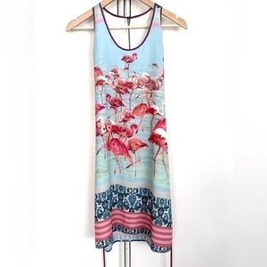 Anthropologie Dream Daily Flamingo Shift Dress Womens XS Resortwear Bird Beach
